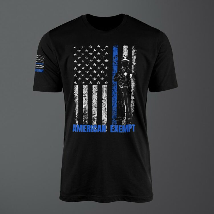 Mens Thin Blue Line Silhouette Tee