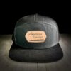 AEA Black 7 Panel Leather Patch Hat
