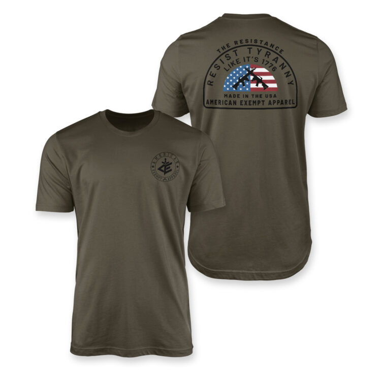 Resist Tyranny Like 1776 OD Green Tee
