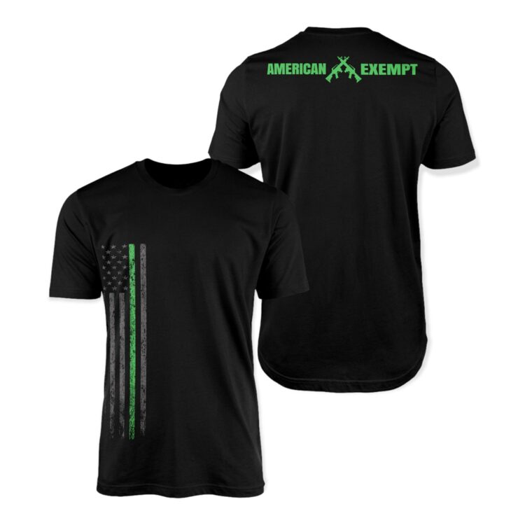 Mens Green Line Side Flag Tee