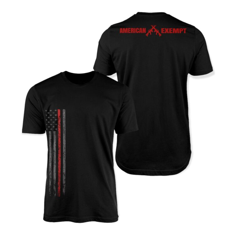 Mens Red Line Side Flag Tee