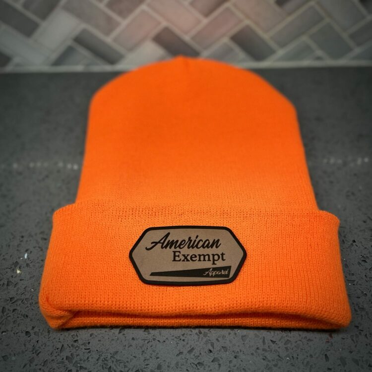 Orange Beanie with AE Leather Patch