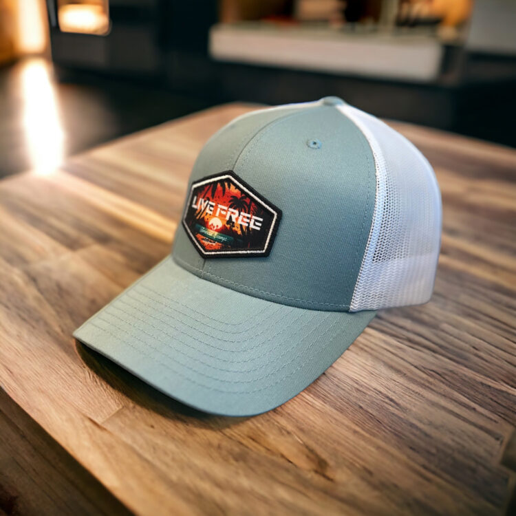 LIVE FREE Trucker Smoke Blue and White
