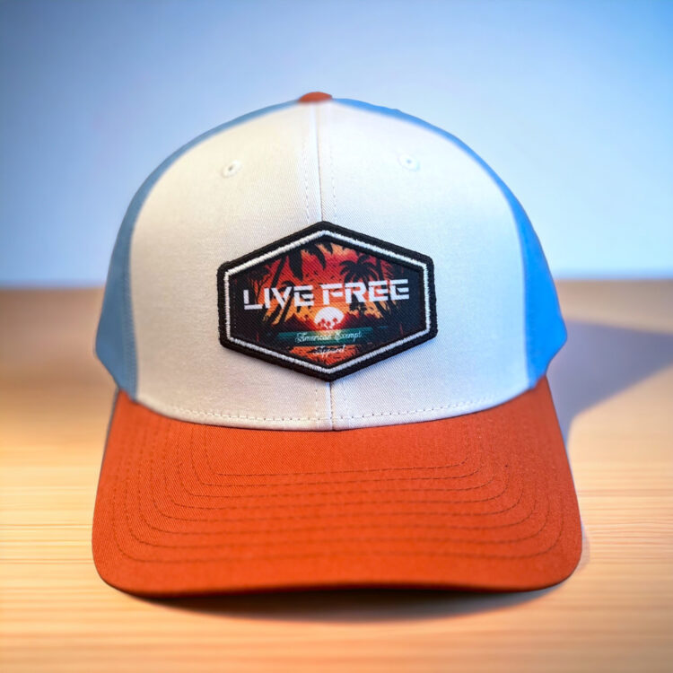 LIVE FREE White Blue and Orange