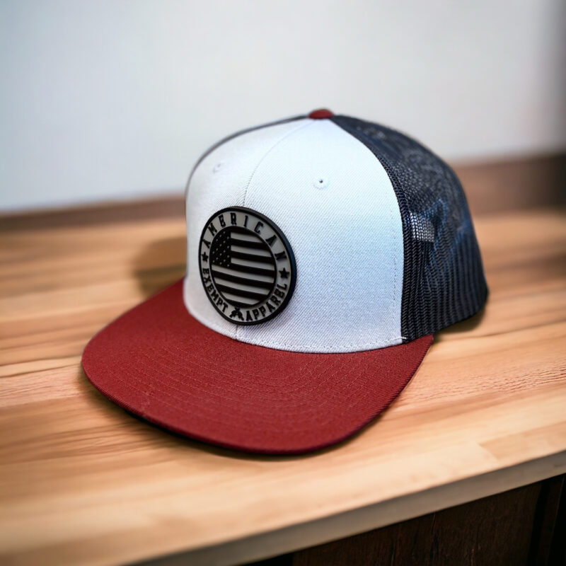 Storm Pvc Patch PVC Flag Patch On Storm Charcoal And Cardinal Hat - American Exempt Apparel